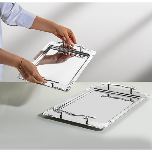 Nehir Lalezar Sade 2 li Çelik Tepsi Seti